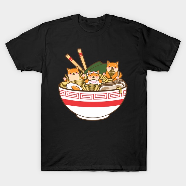 Kawaii Japanese Anime Soup Bowl Otaku Fan Cute Corgi Ramen T-Shirt by jodotodesign